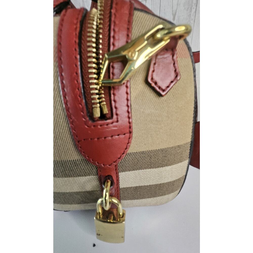 BURBERRY House Check Bridle 100 % Calfskin Medium Alchester Bowling Bag Italy - Picture 10 of 16